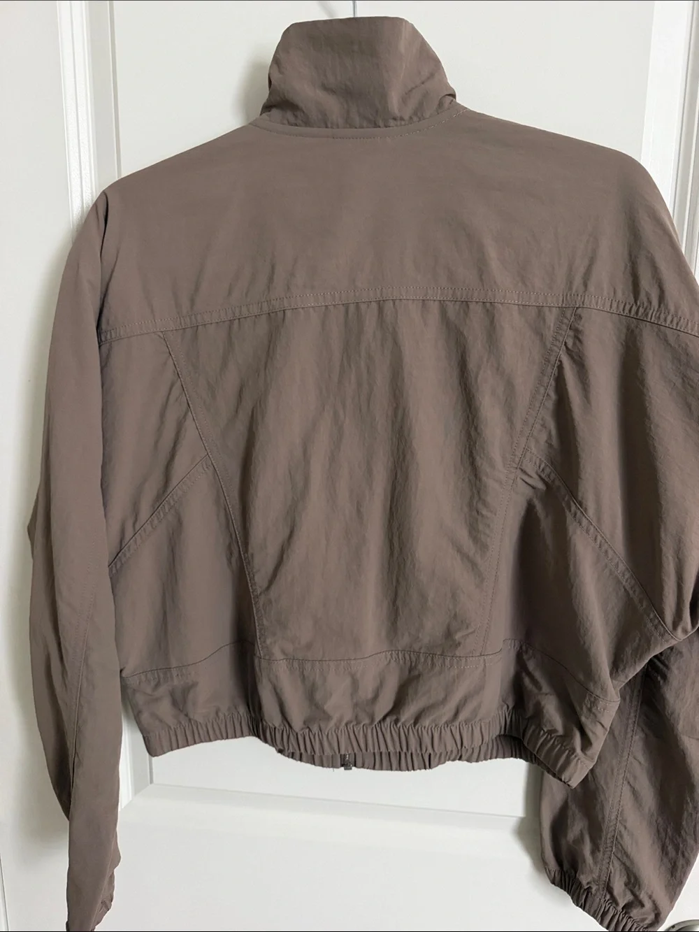 Nike Women's Taupe Bomber Jacket with White Swoosh